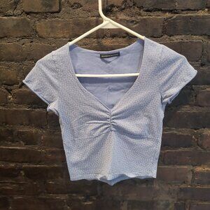 Brandy Melville Blue Floral Crop Top